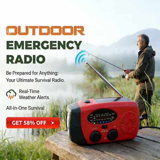 📻 58% OFF NOW!🔋Multifunctional Portable Solar Emergency Radio – Power Bank, Hand Crank & Weather Alert⚡