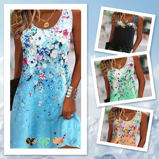 🌞Zomerbenodigdheden👗Mouwloze Zomerjurk voor Dames met Bloemenprint