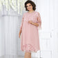 👗 50% OFF! Sheer Lace Midi Dress – Flattering round neck, soft & wrinkle-resistant. Sheer sleeves add elegance. Pink & blue, sizes up to 5XL. Every curve celebrated. 🎀✅
