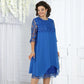 👗 50% OFF! Sheer Lace Midi Dress – Flattering round neck, soft & wrinkle-resistant. Sheer sleeves add elegance. Pink & blue, sizes up to 5XL. Every curve celebrated. 🎀✅