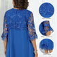 👗 50% OFF! Sheer Lace Midi Dress – Flattering round neck, soft & wrinkle-resistant. Sheer sleeves add elegance. Pink & blue, sizes up to 5XL. Every curve celebrated. 🎀✅