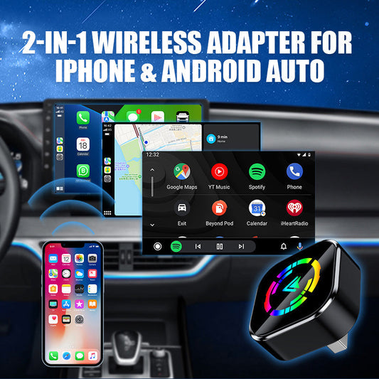 🚗📱 2-in-1 Wireless Adapter: Wireless Auto-Connect for iPhone & Android – Enjoy driving safety and freedom! 🔋🎉