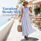 Women Casual Striped Maxi Dress Sleeveless