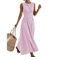 Women Casual Striped Maxi Dress Sleeveless