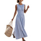 Women Casual Striped Maxi Dress Sleeveless